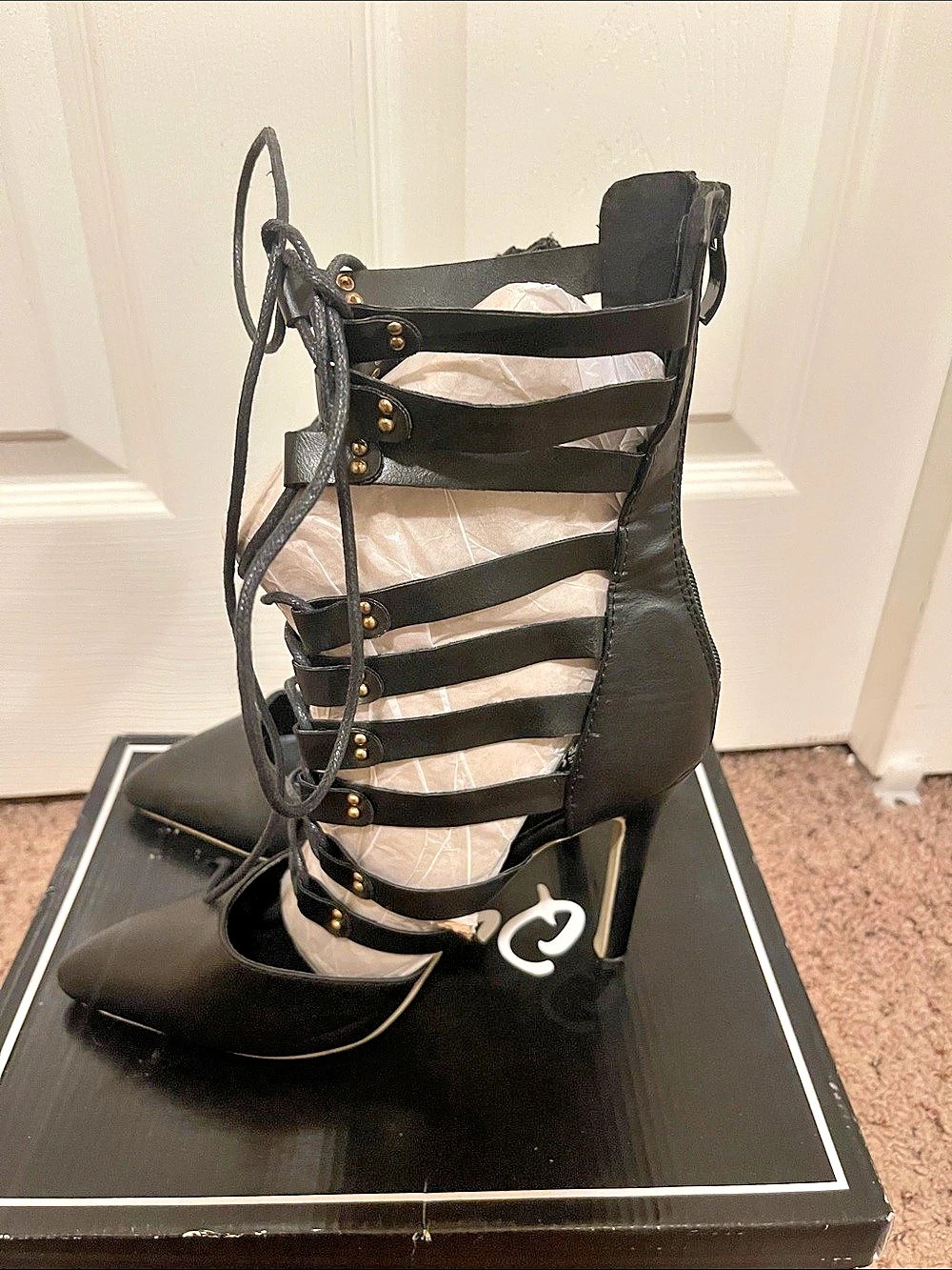Aldo Beilki Black Strappy Lace-Up Heels EU 38